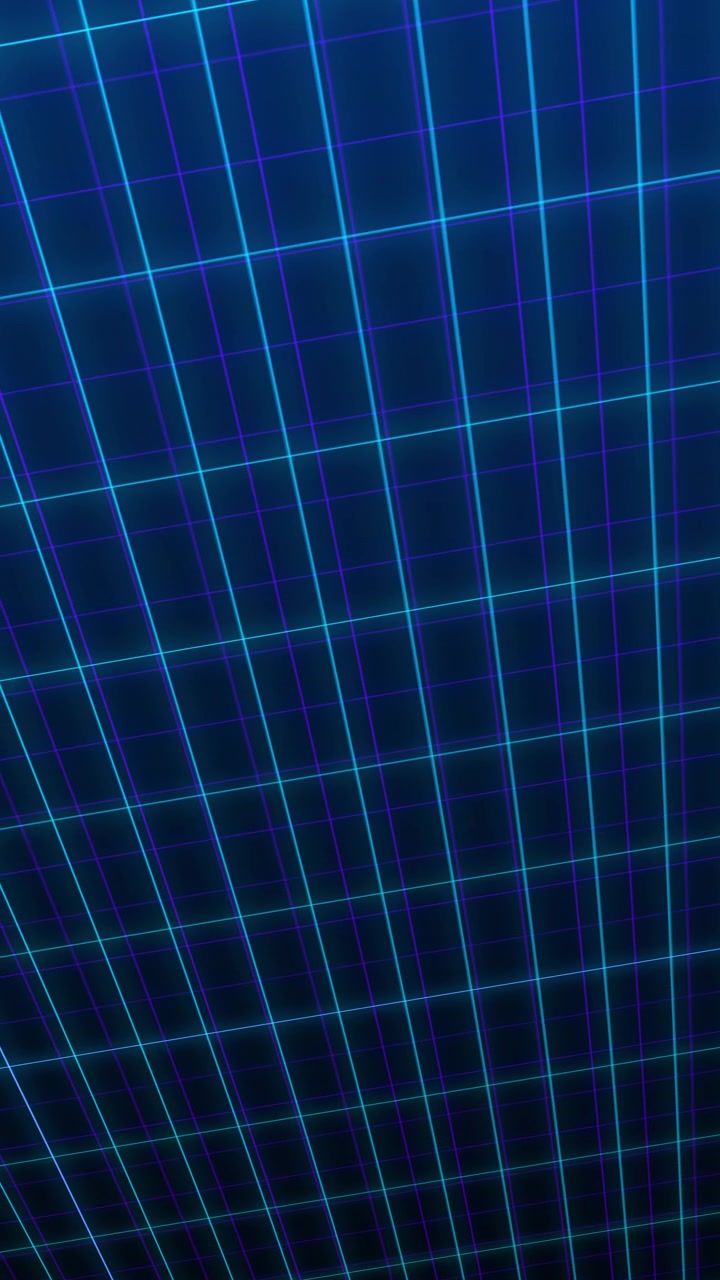 Abstract Neon Blue Grid Moving Through Digital Space