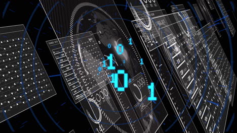 animating digital data in futuristic interface with numbers in school setting