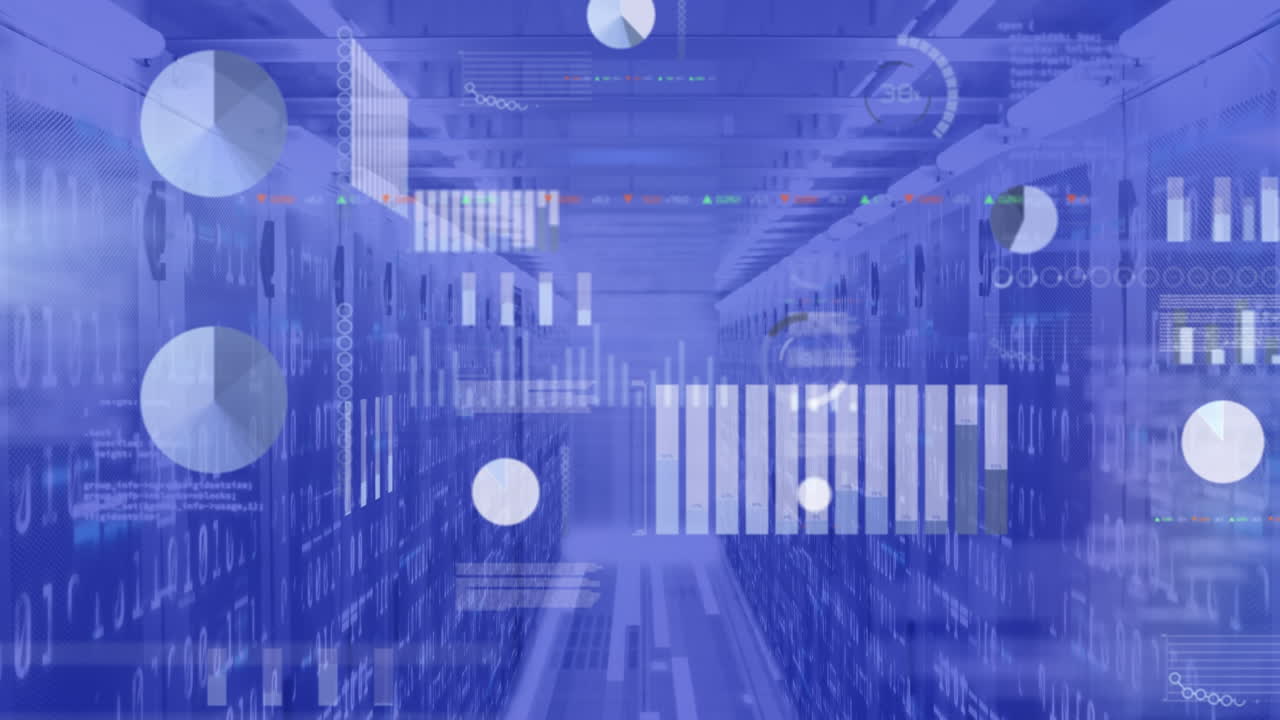 컴퓨터 서버를 통해 데이터 처리의 애니메이션