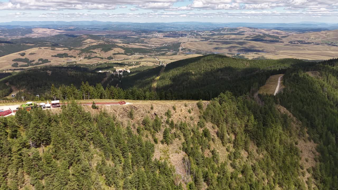 Aerial View of Zlatibor Mountain Serbia on Sunny Summer Day From Tornik Peak, Drone Shot