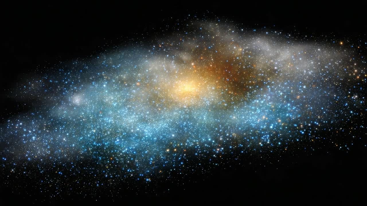 A Stunning Cosmic Display Showcasing a Starry Galaxy in Two Frames: From Initial Glimmering Stars to an Expansive Celestial Canvas Filled with Cosmic Wonders