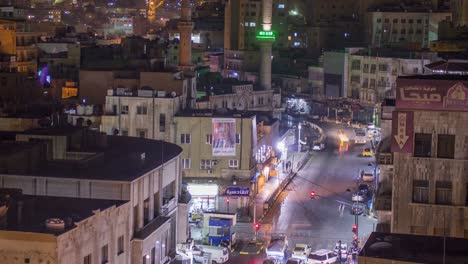 slow pull back of timelapse high angle of amman jordan