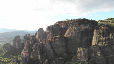 varlaam monastery meteora, kalabaka, greece. aerial-panning