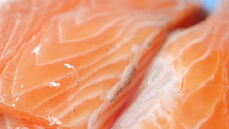 detail shot of raw, fresh salmon steak on table ,