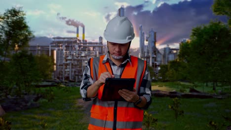 engineer inspecting industrial plant