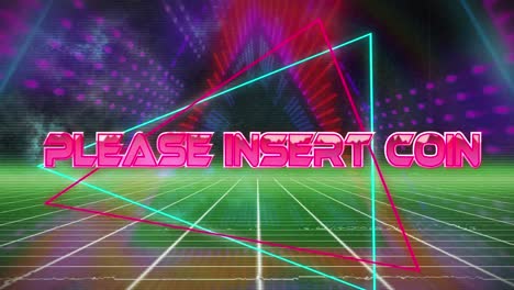 video of please insert coin text over glowing pattern and metaverse