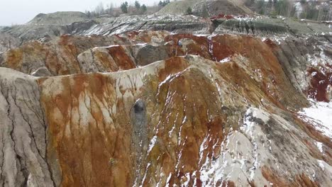 colorful snowy quarry landscape with person