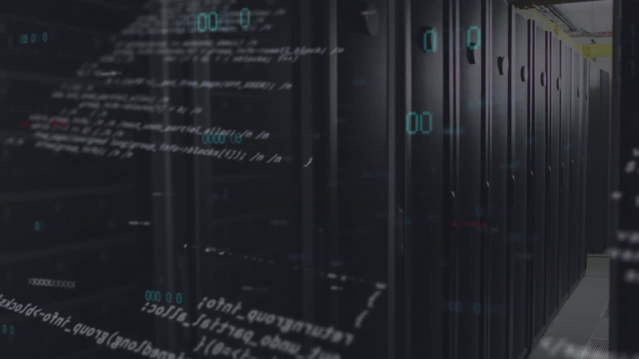 animación del procesamiento de datos a través de servidores informáticos