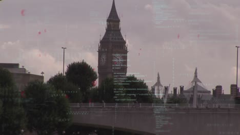 animation of data processing over london cityscape