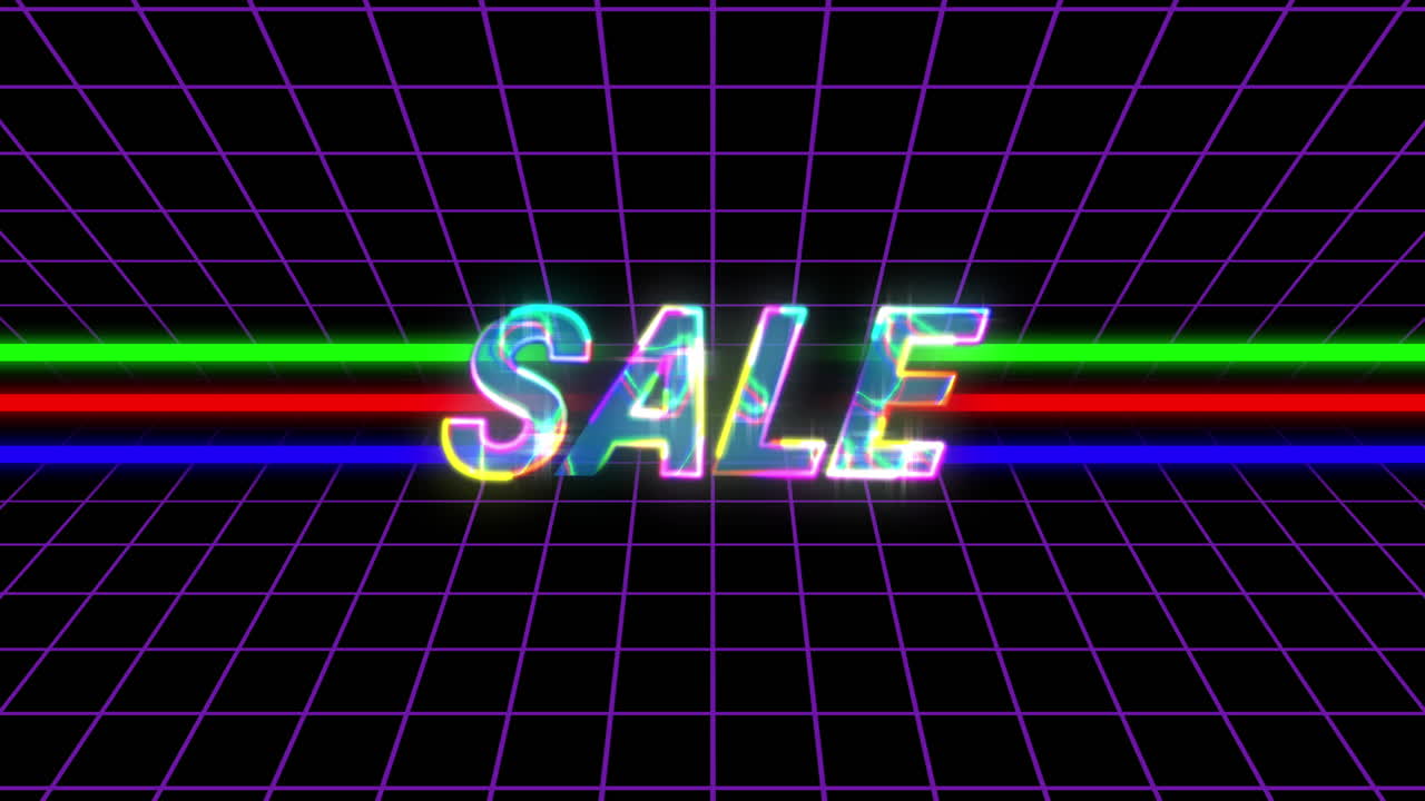 레트로 80년대 배경의 골든 세일 광고 4k