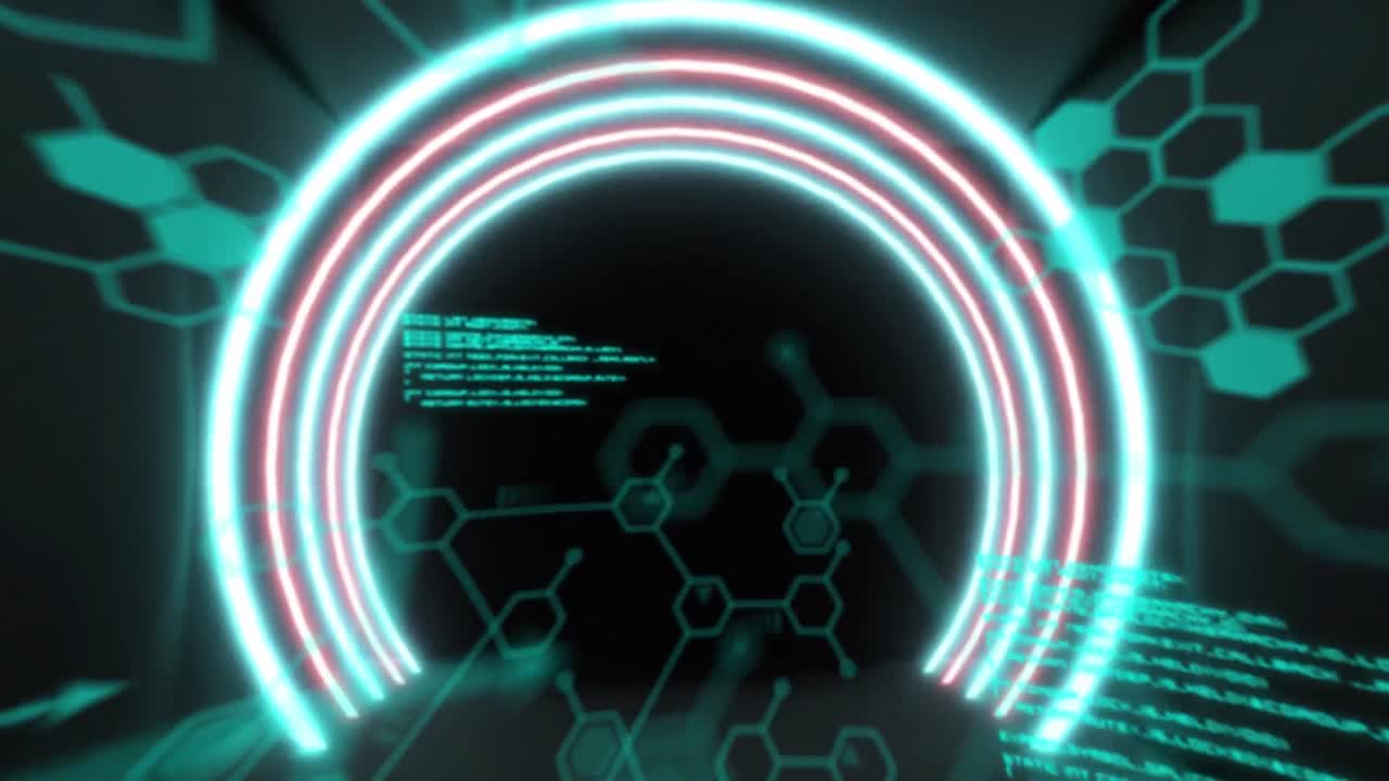 검은 바탕에 과학 데이터 처리의 애니메이션