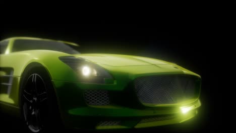 coche deportivo de lujo en un estudio oscuro con luces brillantes