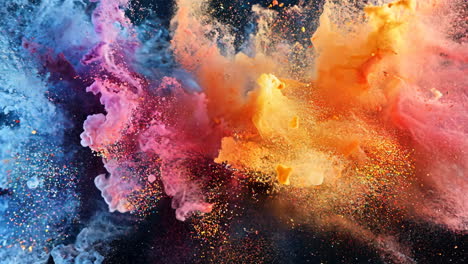 a colorful explosion of smoke and dust. the colors are bright and vibrant, creating a sense of energy and excitement. the image is dynamic and visually striking, drawing the viewer's attention
