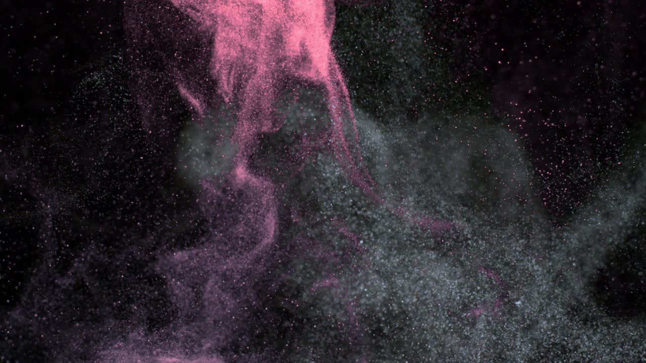 다채로운 반임과 연기 먼지 입자