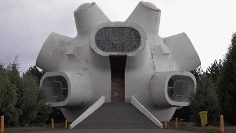 front view to monument ilinden in krushevo, north macedonia