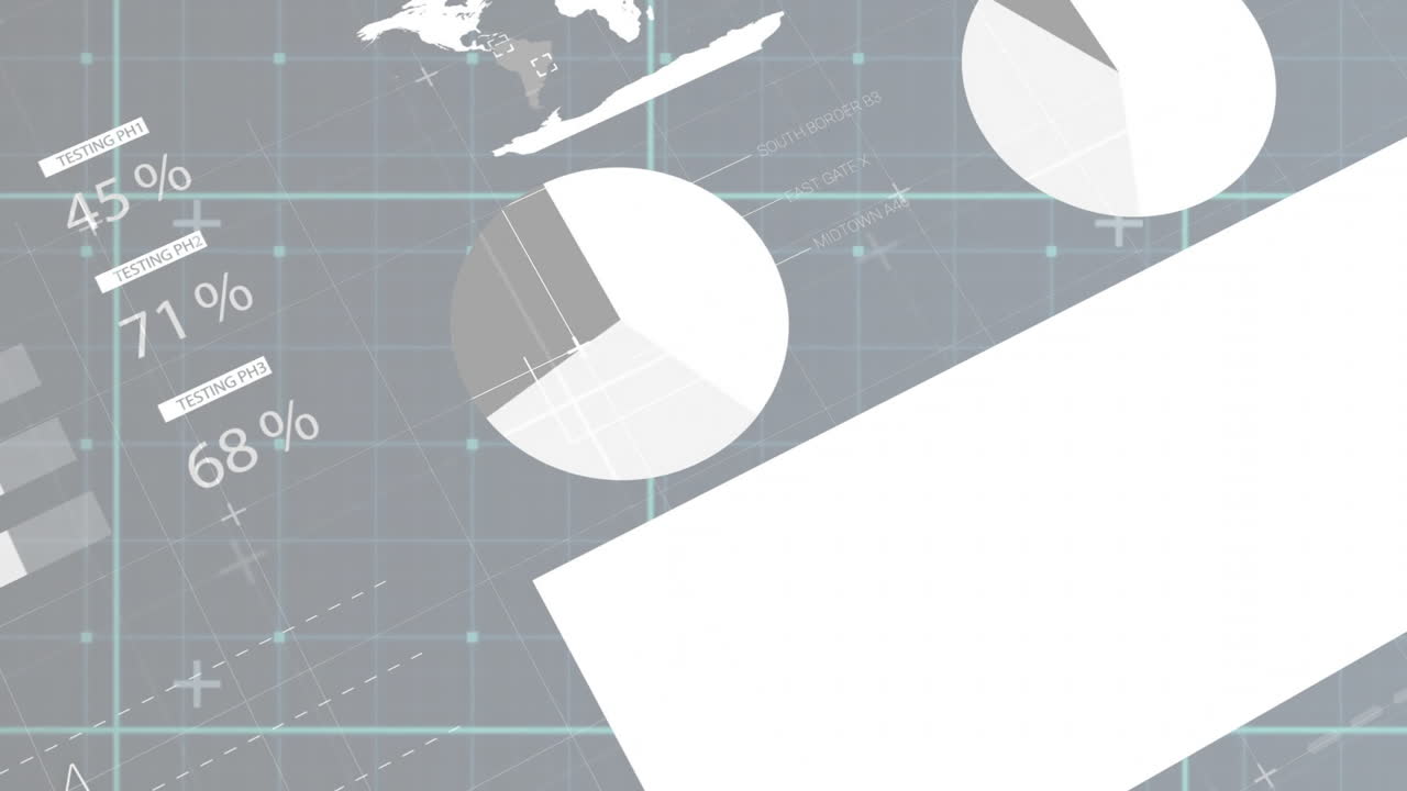 회색 배경 위에 금융 데이터 처리의 애니메이션