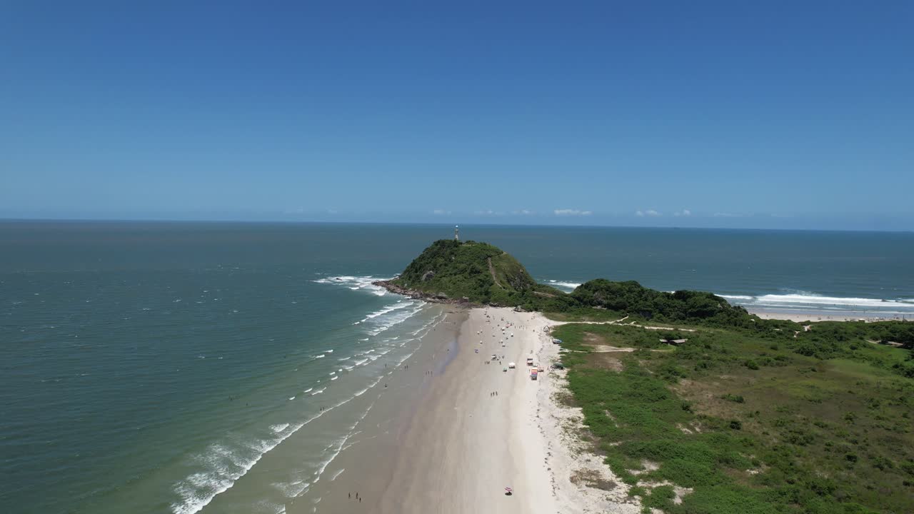 video aerial image of beaches and forest, Ilha do Mel, Paran&aacute;, Brazil