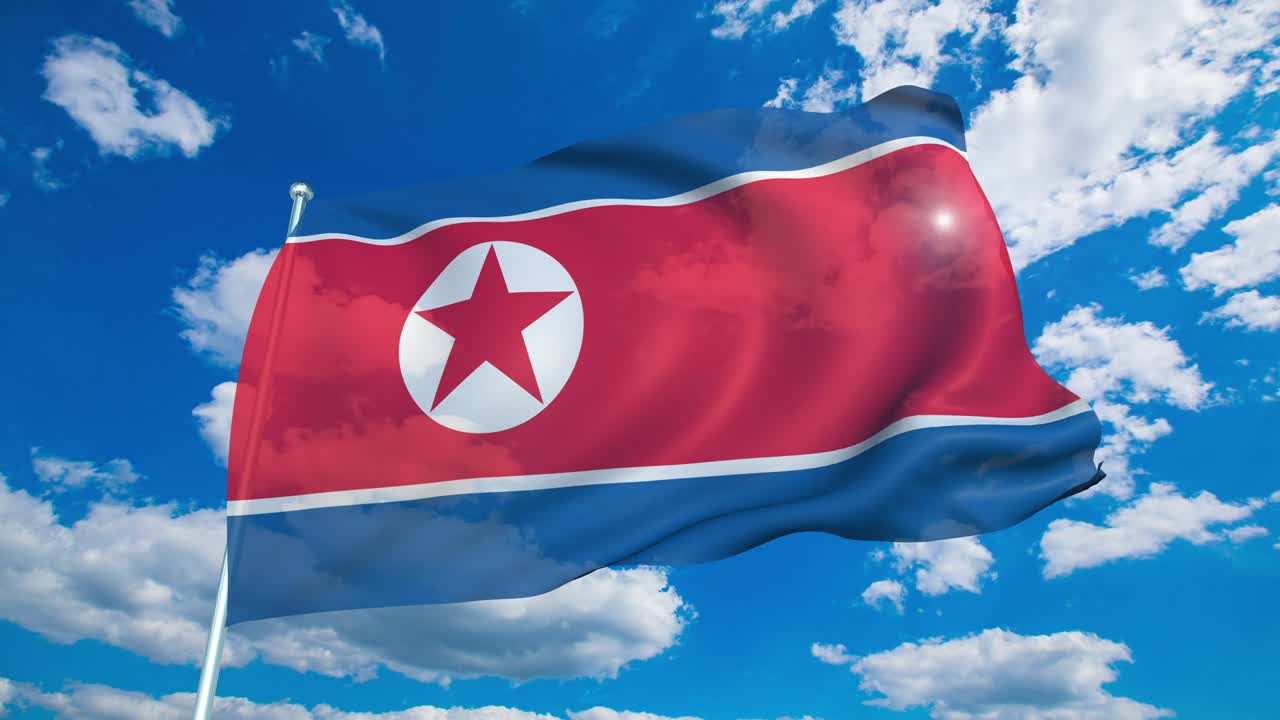 구름이 가득한 하늘을 배경으로 직물 구조로 된 북한의 발 (loopable)