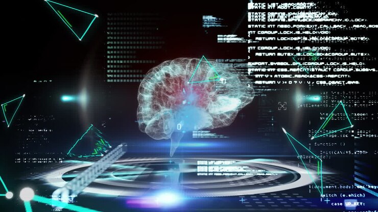 Animation of brain with technology and data processing