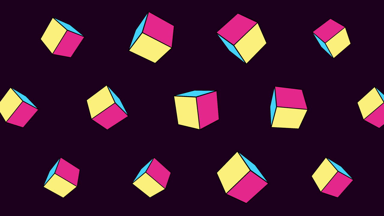 멤피스 스타일의 기하학적 큐브가 있는 현대적인 패턴