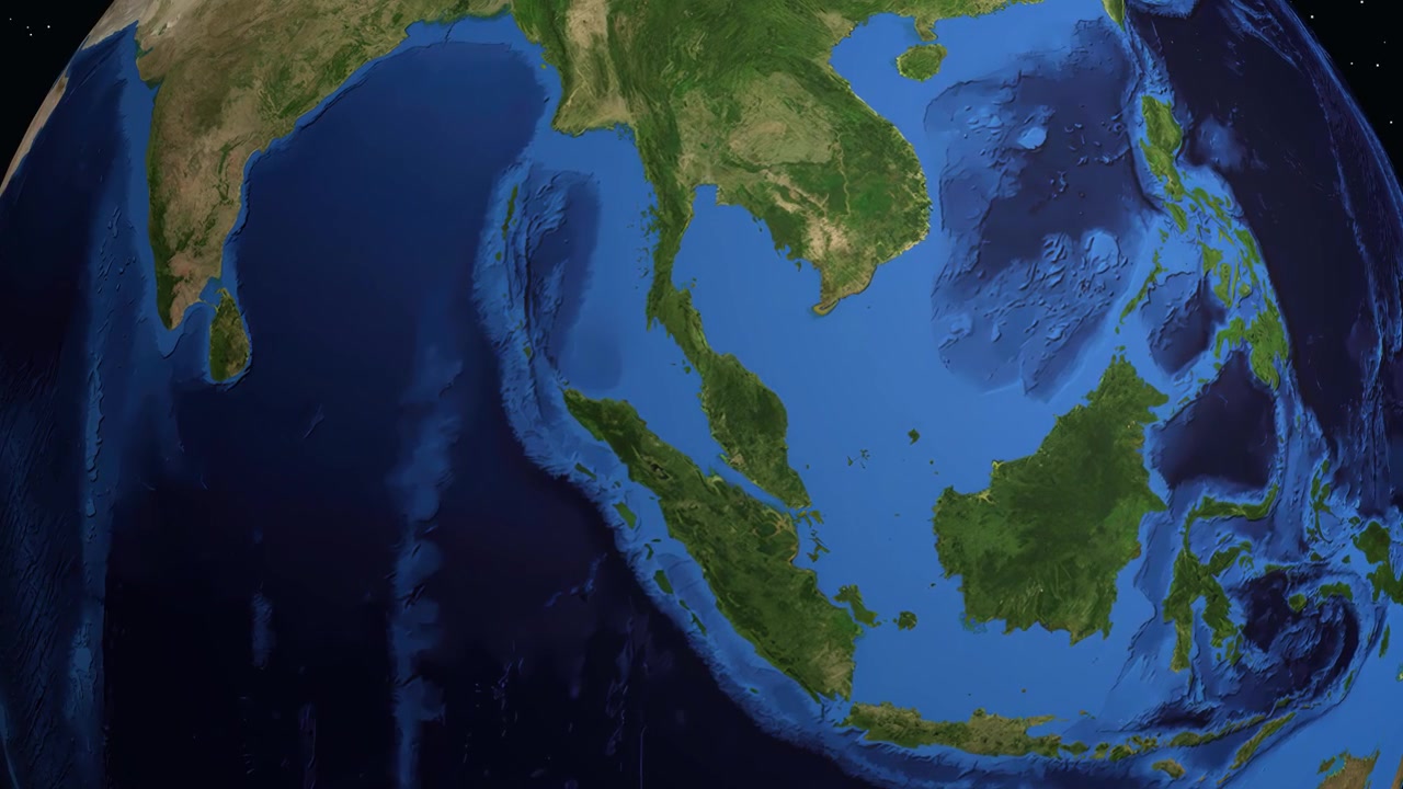 Mappamondo che ruota e zooma su Butterworth, Malesia