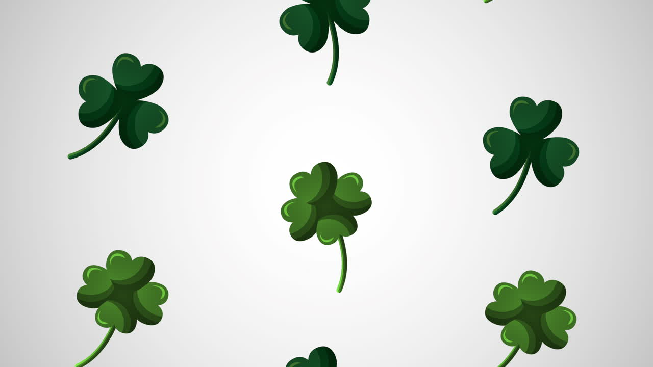 st. patrick's-tag-animationskarte mit kleeblättern