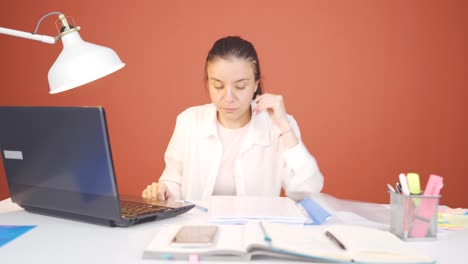 The-woman-looking-at-the-documents-is-thoughtful.