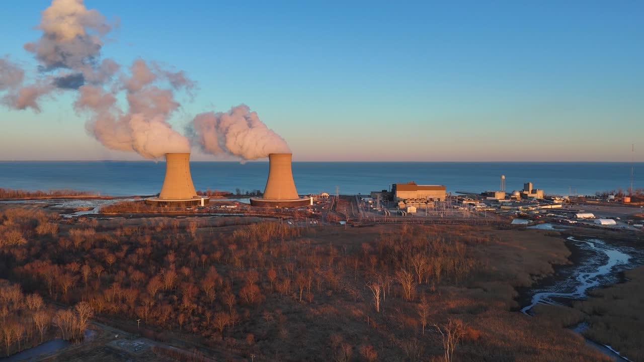 Enrico Fermi II nuclear power plant on shore of Lake Erie, Berlin Township, Michigan, USA