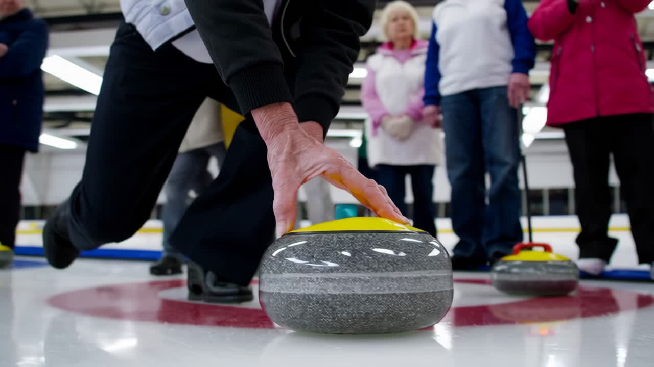 Senior Citizens Playing Curling