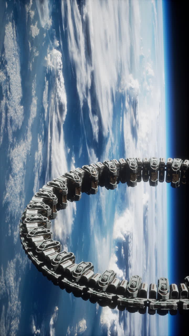 Futuristic space station on earth orbit