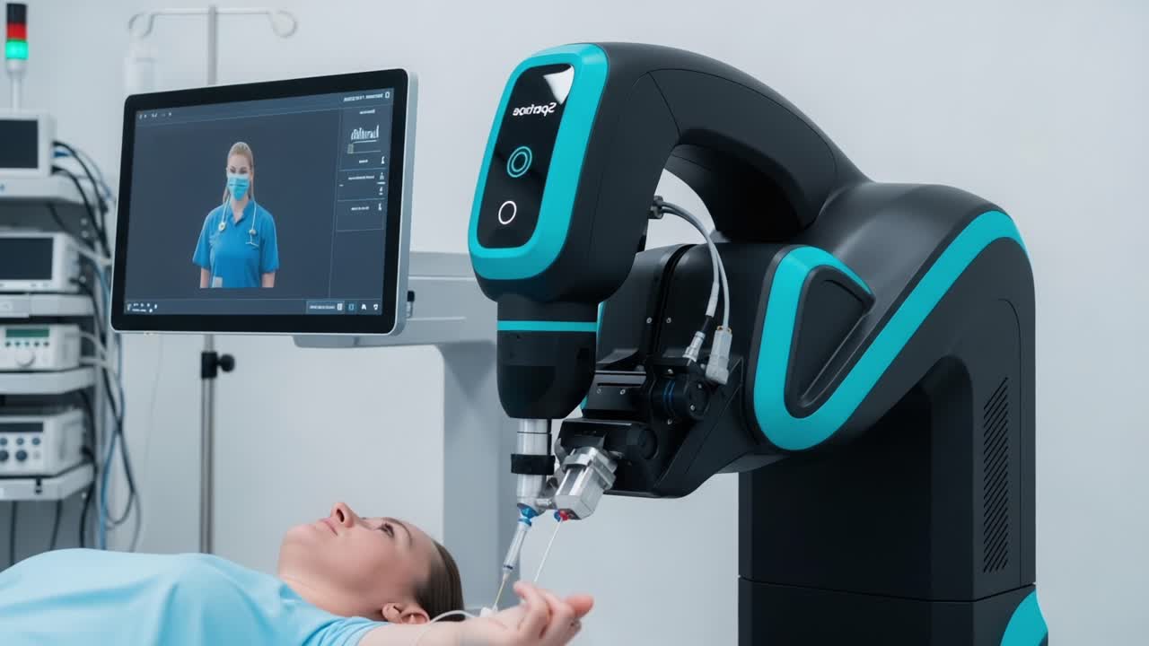 Advanced Medical Robotics in Action: A Patient Undergoing Procedure with Innovative Robotic Automation Assisting in a Modern Healthcare Setting