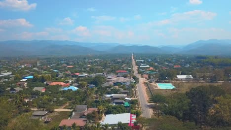 the drone shot of rural area in asian country