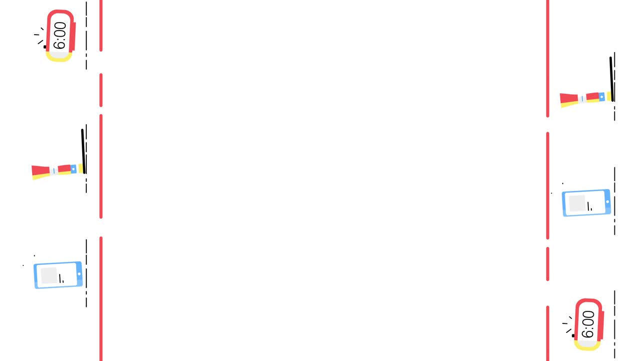 색 배경에 아침 루틴 아이콘의 4k 비디오