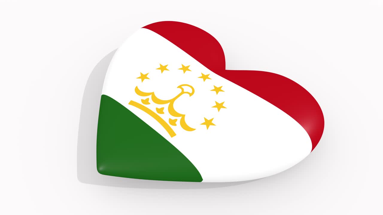 하 바탕에 타지키스탄의 색과 상징으로 된 심장, 루프