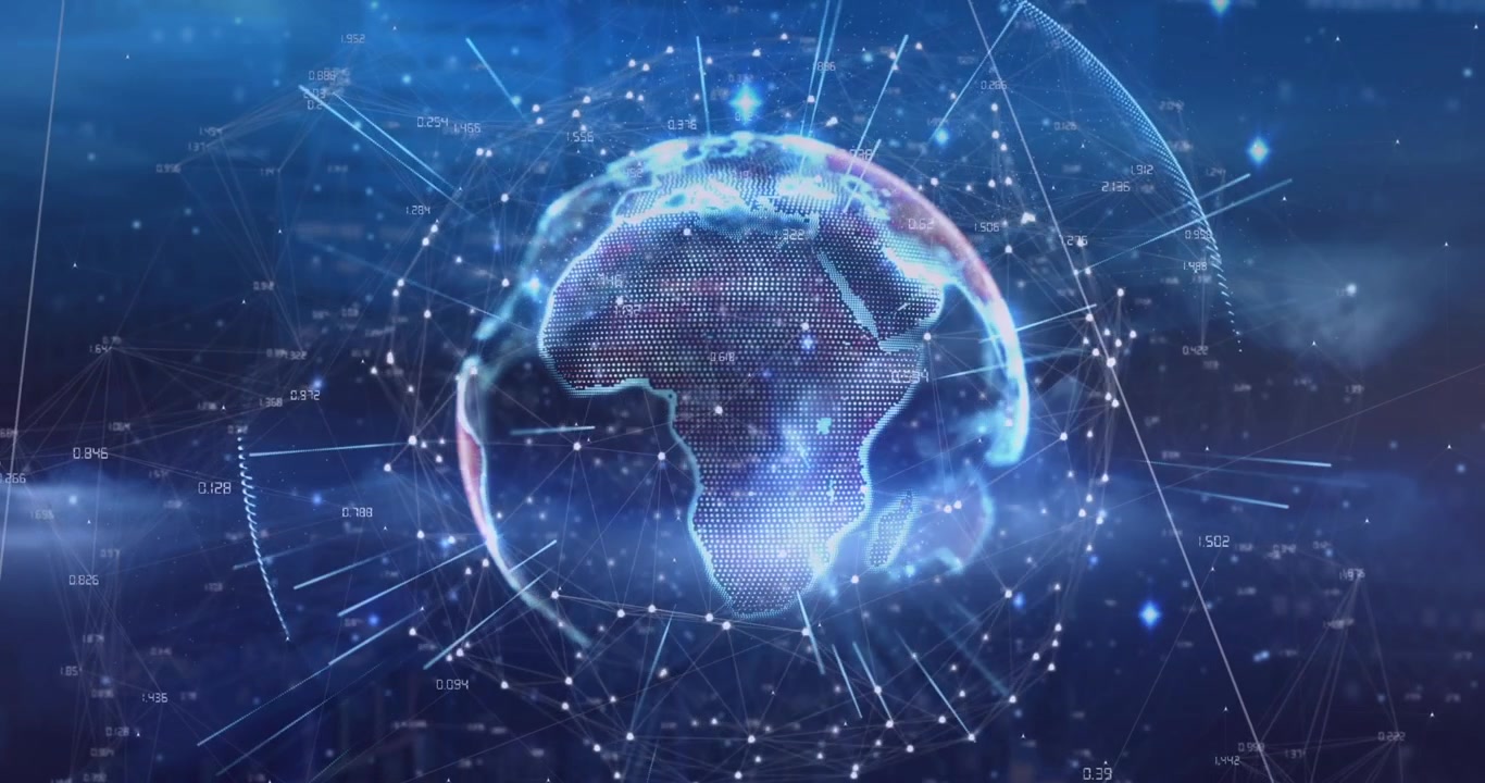 Animation of network of connections with glowing purple mesh