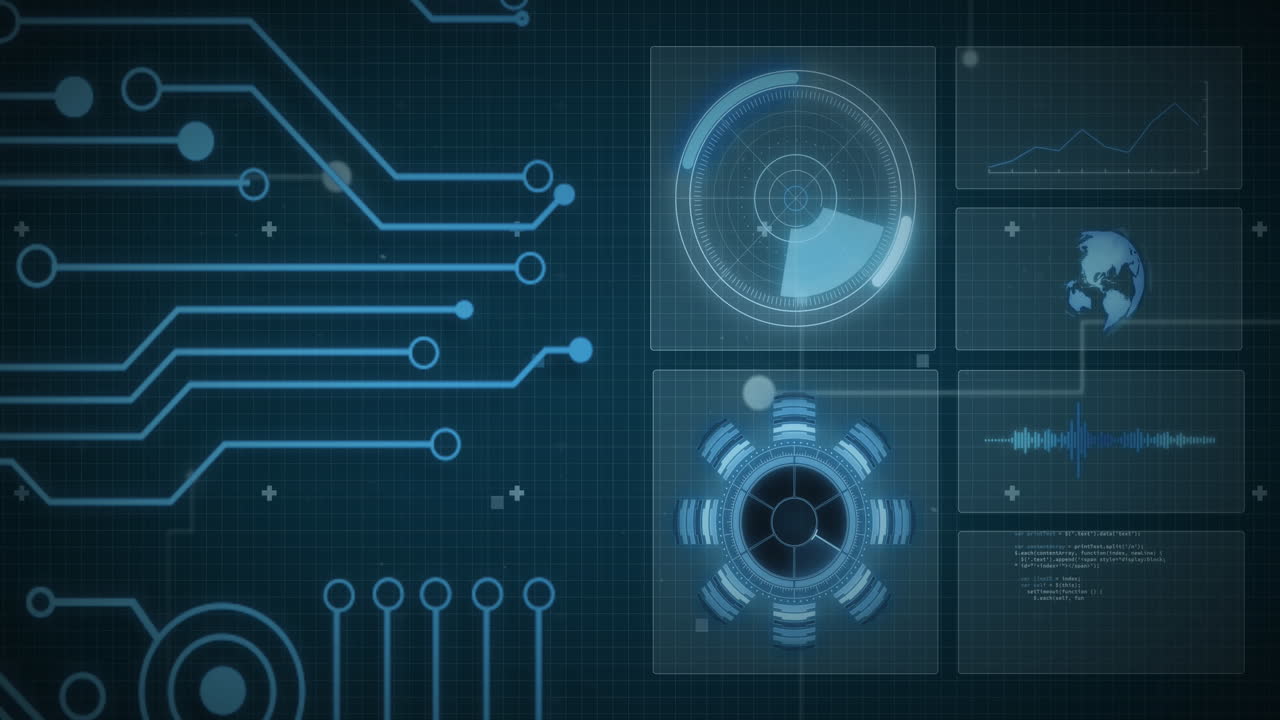Animation of scope scanning and computer circuit board with data processing