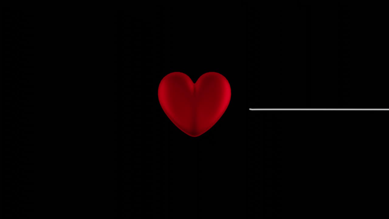 el corazón rojo late sobre un fondo negro. imagen animada en bucle de un cardiograma. renderizado en 3d