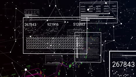 animación del procesamiento de datos financieros sobre un fondo oscuro