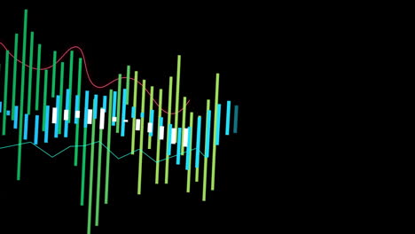 animación del procesamiento de datos financieros y estadísticas sobre un fondo negro