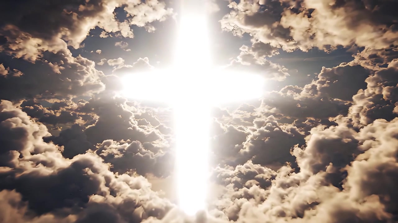 Sfondo per Adorazione 4K: Croce Cristiana e Luce Celeste