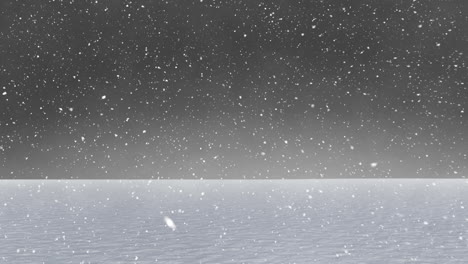 animación de abetos y nieve que cae en el campo.