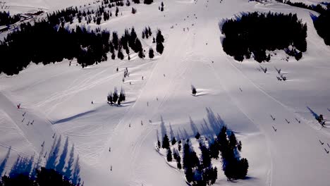 aerial view of a ski slope in a ski resort in the tyrolean alps in austria