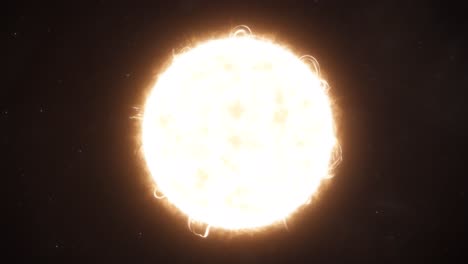 orange yellow star in deep space establishing shot