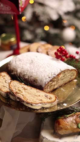 christmas stollen and festive decorations