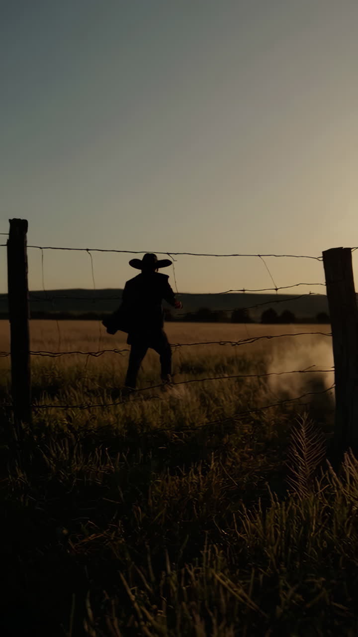 silueta de vaquero al atardecer