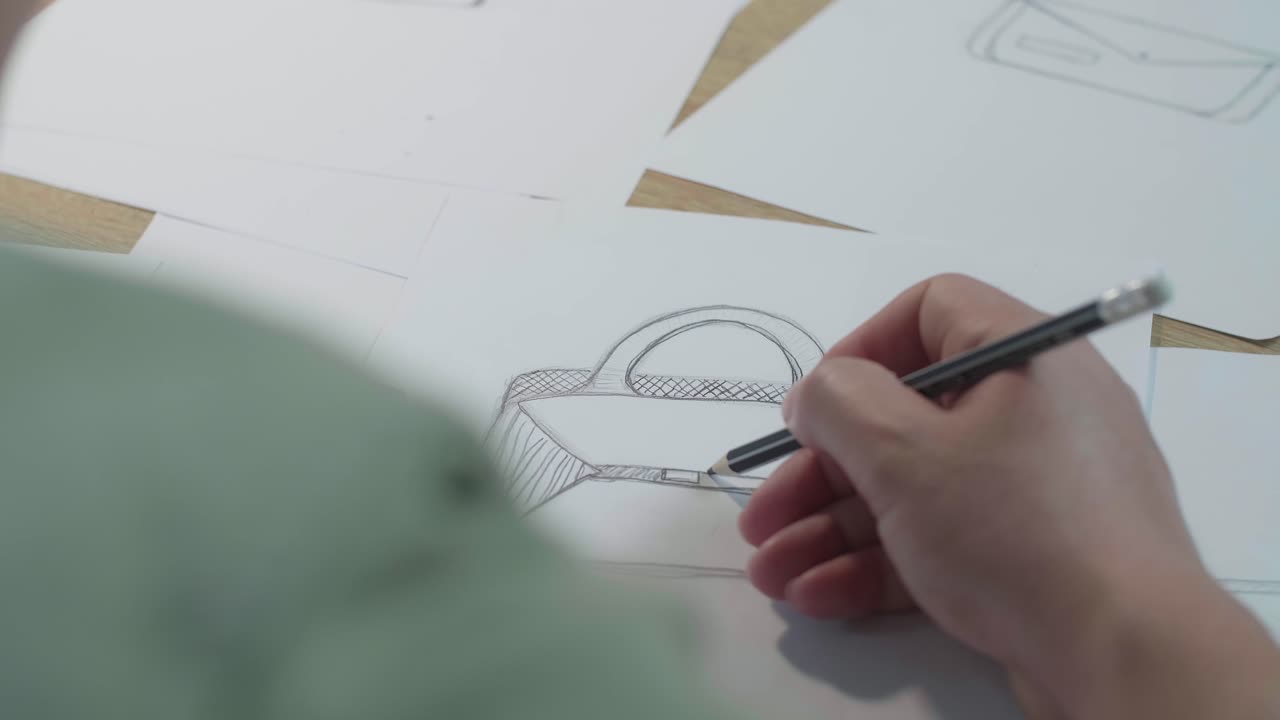 dibujando el diseño de un bolso