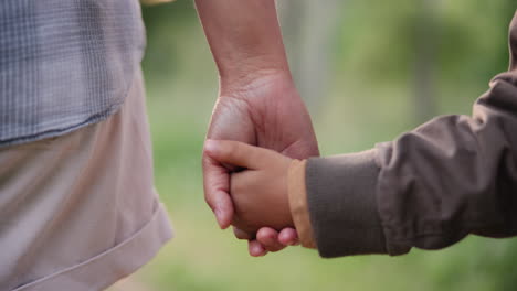 a child and an adult holding hands