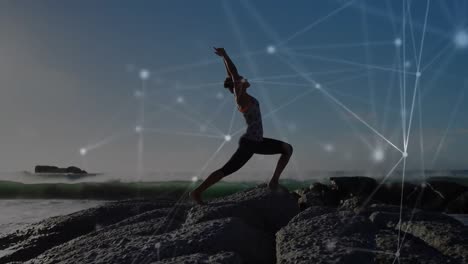 animación del globo sobre una mujer practicando yoga