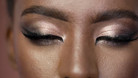 close-up of woman's eye makeup
