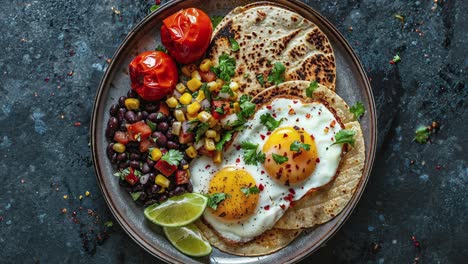 Desayuno-Delicioso-Y-Saludable-Con-Huevos-Fritos-Y-Verduras.